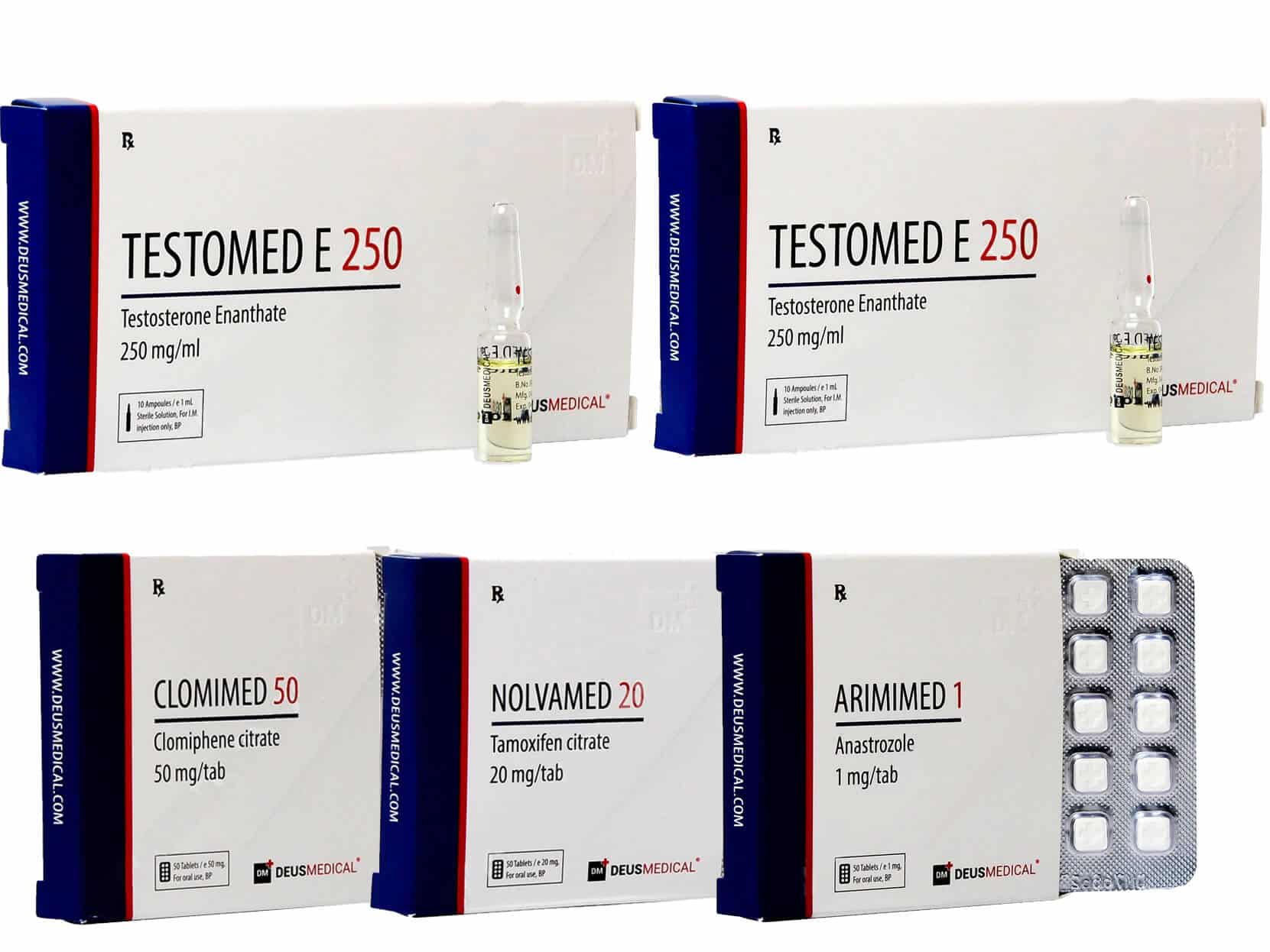 Masseaufbau-Paket 8 Wochen Testosteron Enantat Schutz PCT Deus Medical