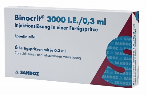 Binocrit 3000 IE 0,3 ml Injektionslösung in Fertigspritzen Epoetin Alfa Sandoz