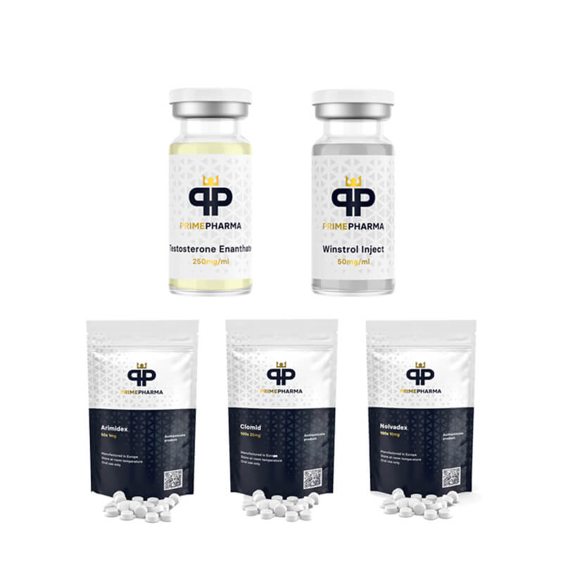 LEVEL I (INJEKT) Paket zum Aufbau fettfreier Muskelmasse: ENANTHAT + WINSTROL + SCHUTZ + PCT (8 Wochen) PRIME PHARMA