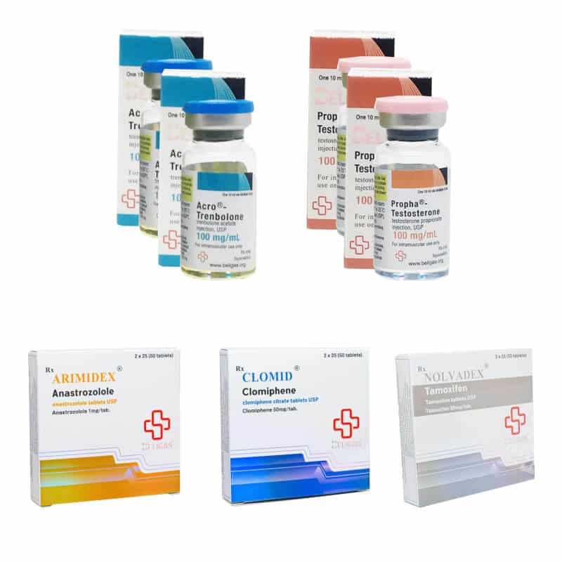 Paket für den Aufbau fettfreier Muskelmasse: Testosteronpropionat + Trenbergolonacetat + Post-Cycle-Therapie (6 Wochen) Beligas Pharmaceuticals International
