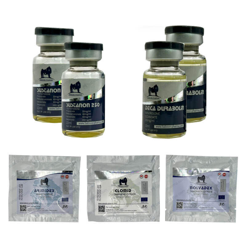 LEVEL II (INJEKT) Mass Gain Pack: SUSTANON + DECA + PCT (8 Wochen) Baboon Pharma