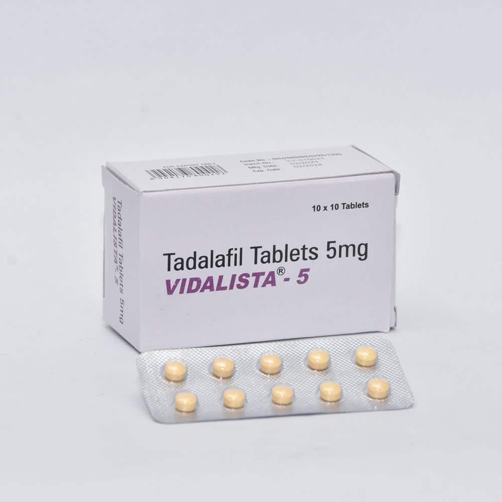 Vidalista 5 mg Tadalafil Tabletten, 100 Stück, erhältlich in der EU-Apotheke