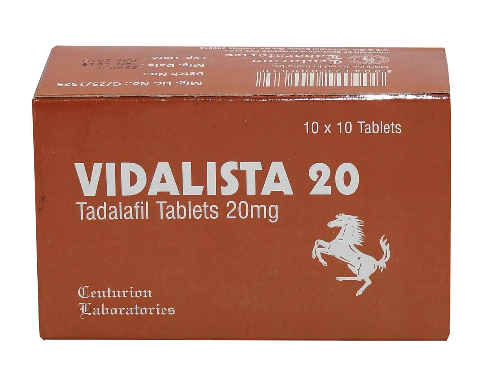 VIDALISTA 20 MG (Tadalafil 20 mg) (100 Tabletten) - CENTURION